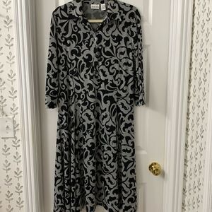 Chico's Size 2 classic and classy gray and black midi dress